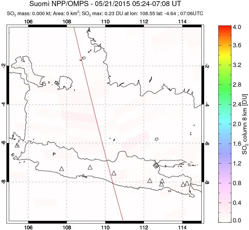 A sulfur dioxide image over Java, Indonesia on May 21, 2015.