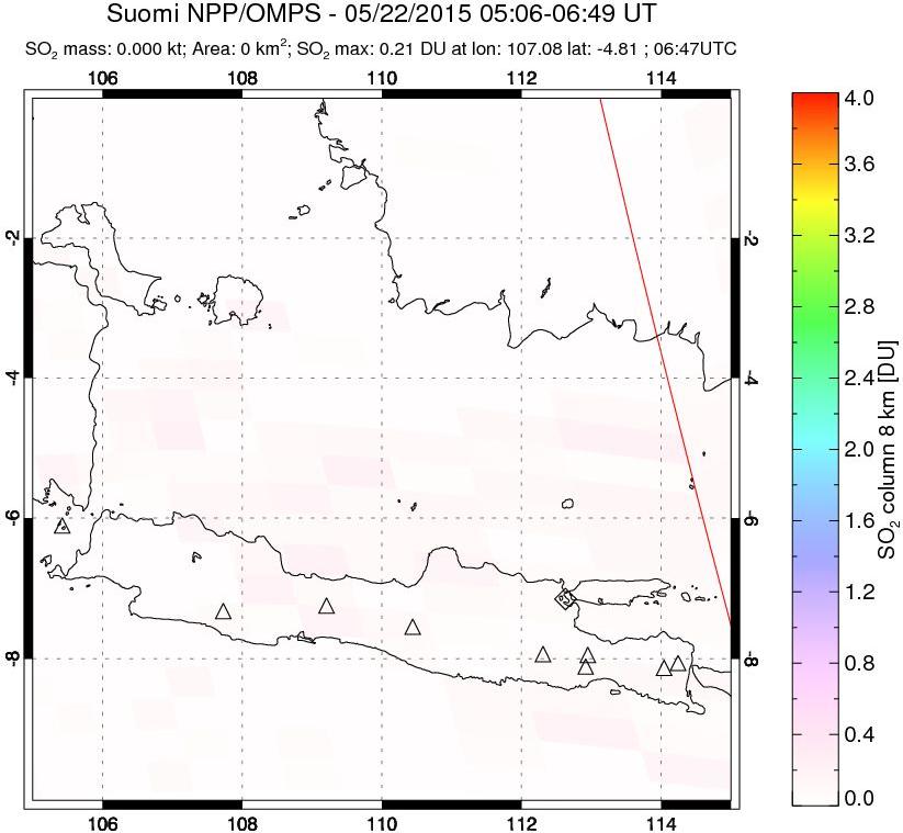 A sulfur dioxide image over Java, Indonesia on May 22, 2015.