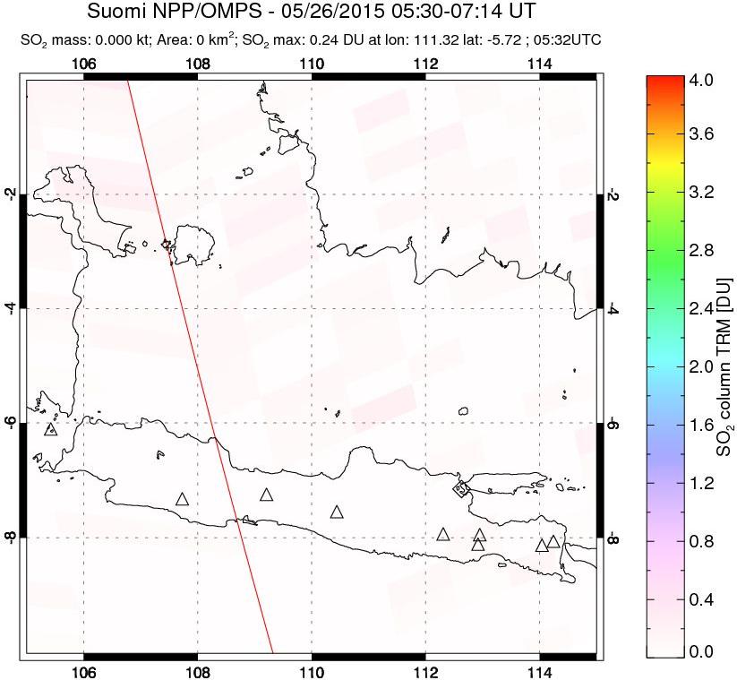 A sulfur dioxide image over Java, Indonesia on May 26, 2015.