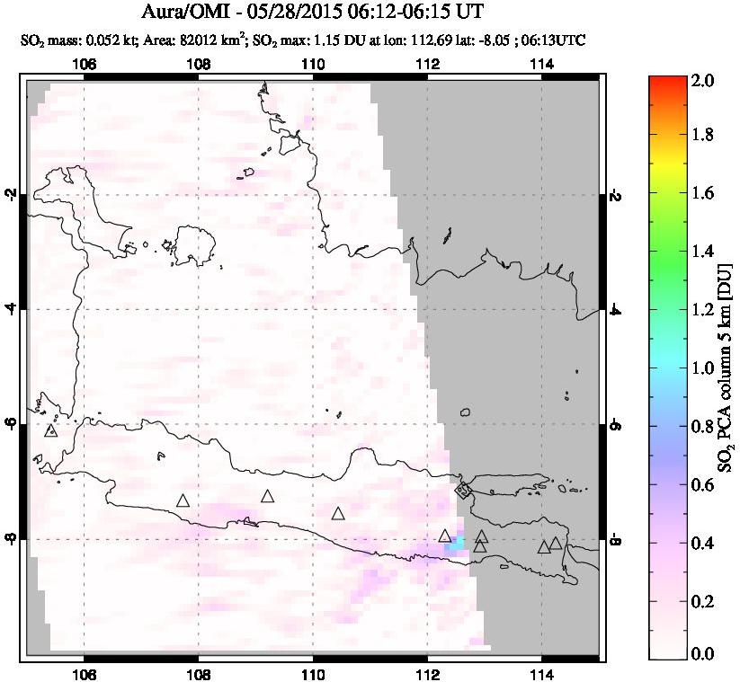 A sulfur dioxide image over Java, Indonesia on May 28, 2015.