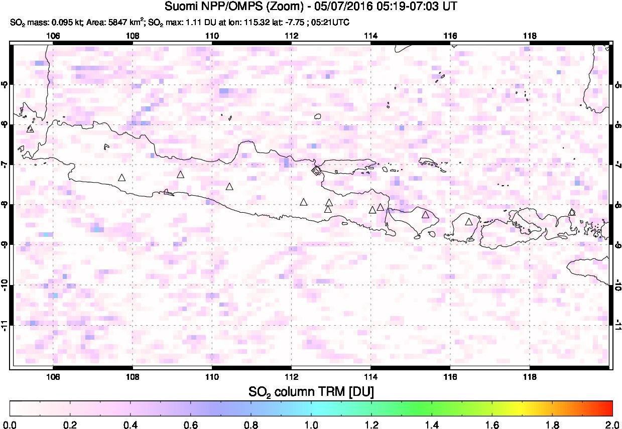 A sulfur dioxide image over Java, Indonesia on May 07, 2016.