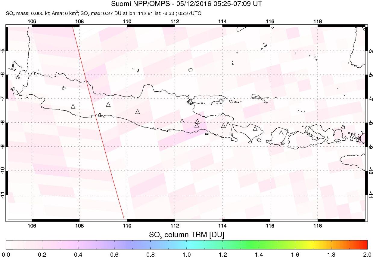 A sulfur dioxide image over Java, Indonesia on May 12, 2016.
