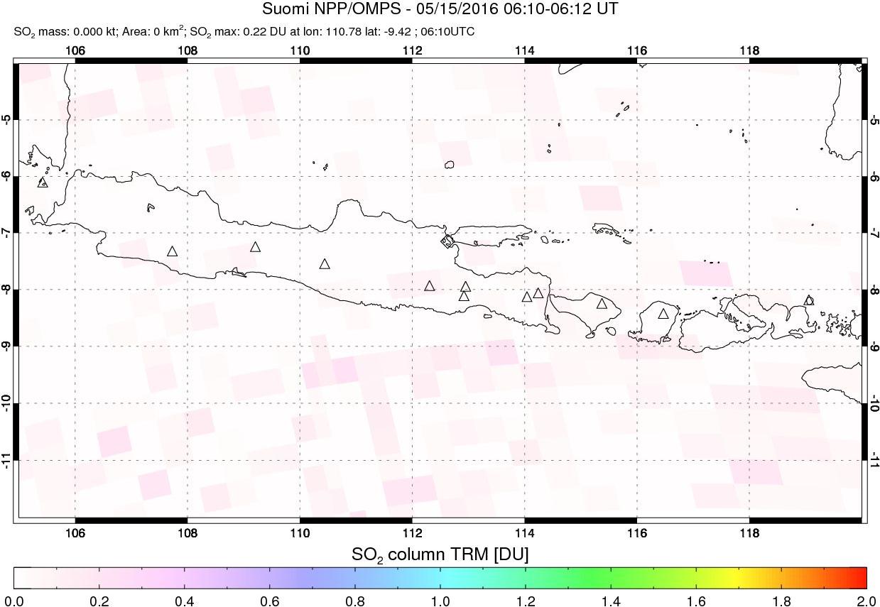 A sulfur dioxide image over Java, Indonesia on May 15, 2016.