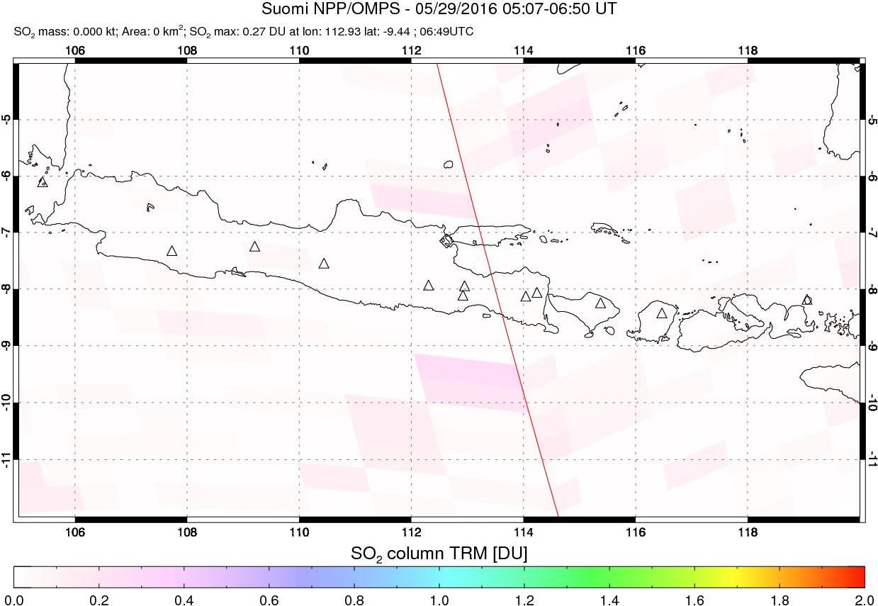 A sulfur dioxide image over Java, Indonesia on May 29, 2016.