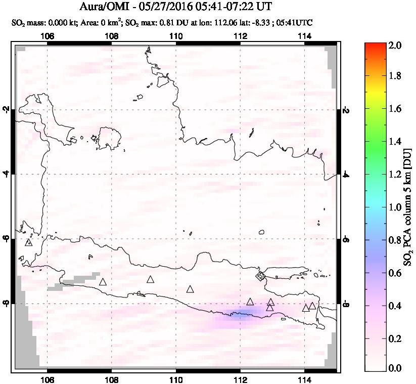 A sulfur dioxide image over Java, Indonesia on May 27, 2016.