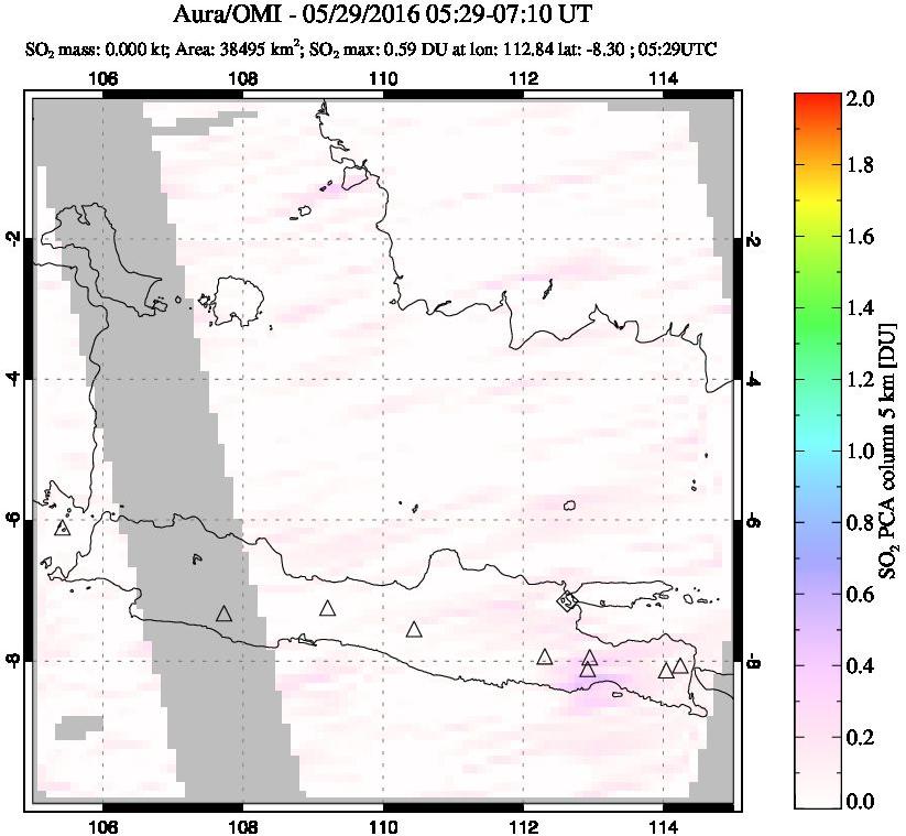 A sulfur dioxide image over Java, Indonesia on May 29, 2016.