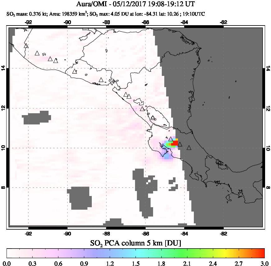 A sulfur dioxide image over Central America on May 12, 2017.