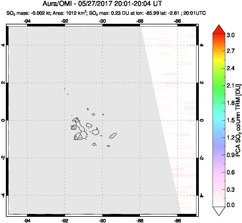 A sulfur dioxide image over Galápagos Islands on May 27, 2017.