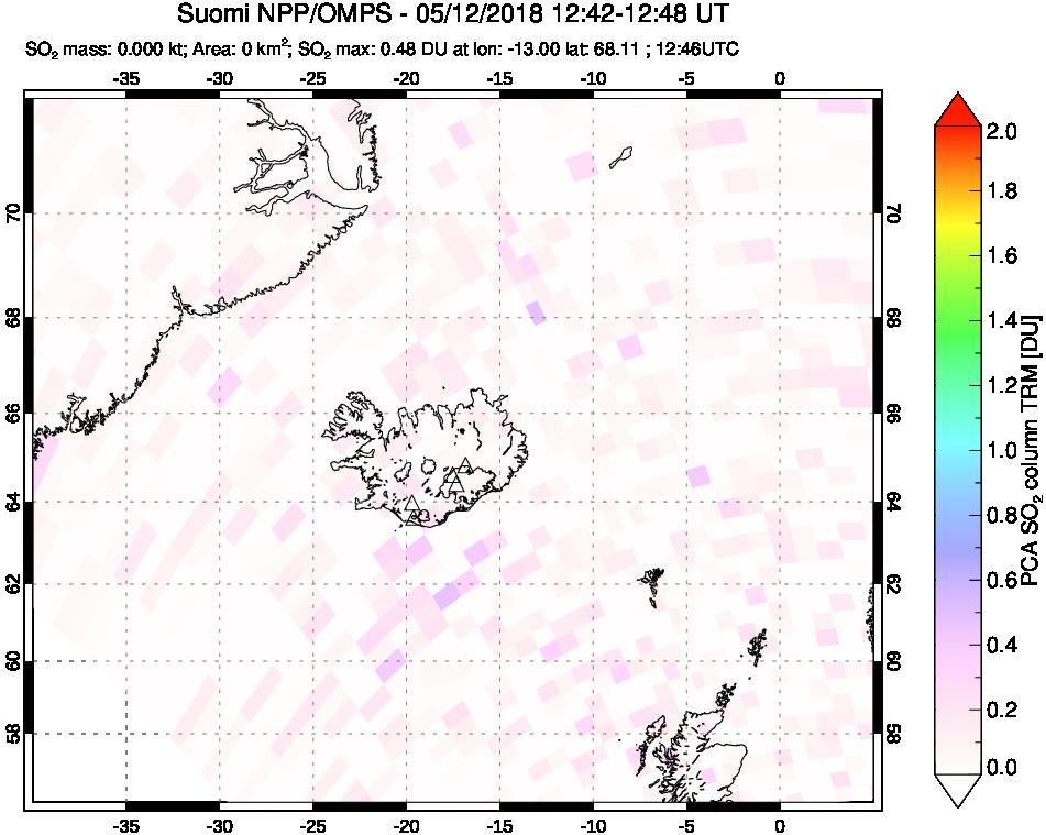 A sulfur dioxide image over Iceland on May 12, 2018.