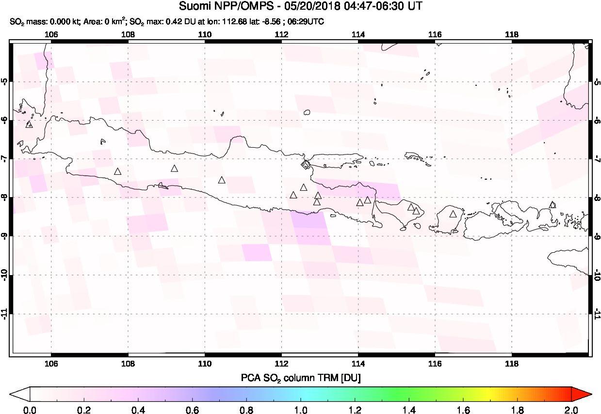 A sulfur dioxide image over Java, Indonesia on May 20, 2018.