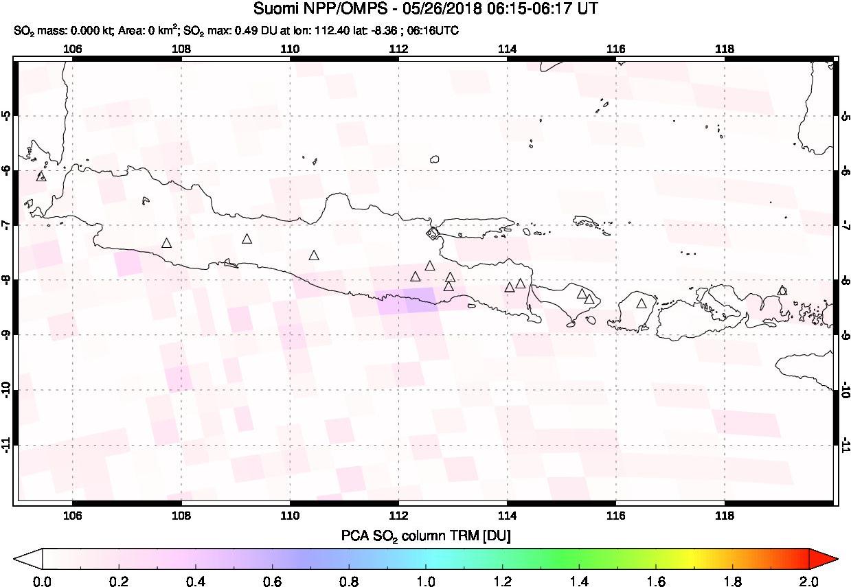 A sulfur dioxide image over Java, Indonesia on May 26, 2018.