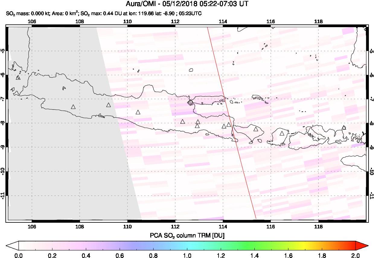 A sulfur dioxide image over Java, Indonesia on May 12, 2018.