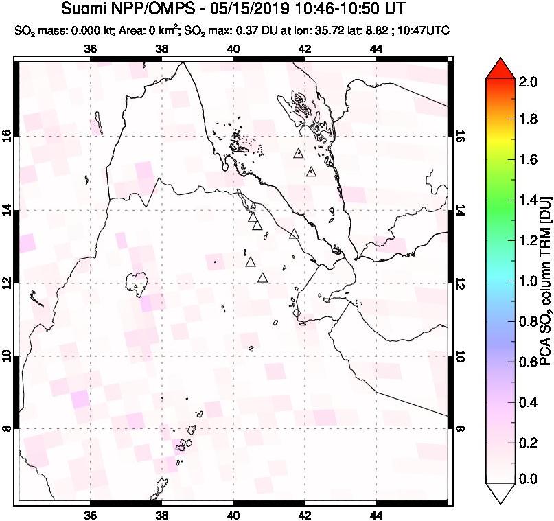 A sulfur dioxide image over Afar and southern Red Sea on May 15, 2019.