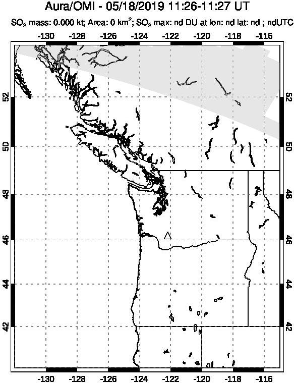 A sulfur dioxide image over Cascade Range, USA on May 18, 2019.