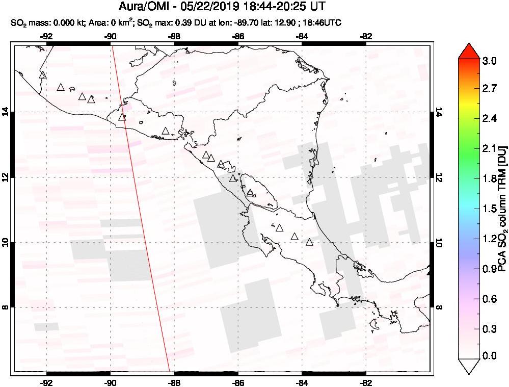 A sulfur dioxide image over Central America on May 22, 2019.
