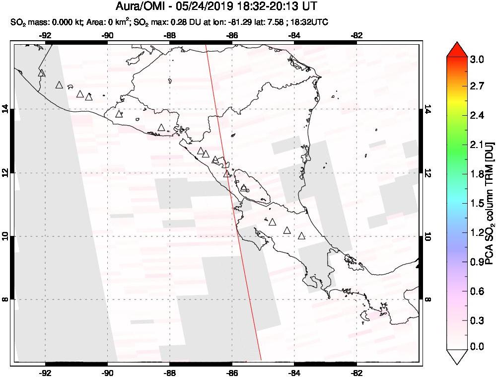 A sulfur dioxide image over Central America on May 24, 2019.
