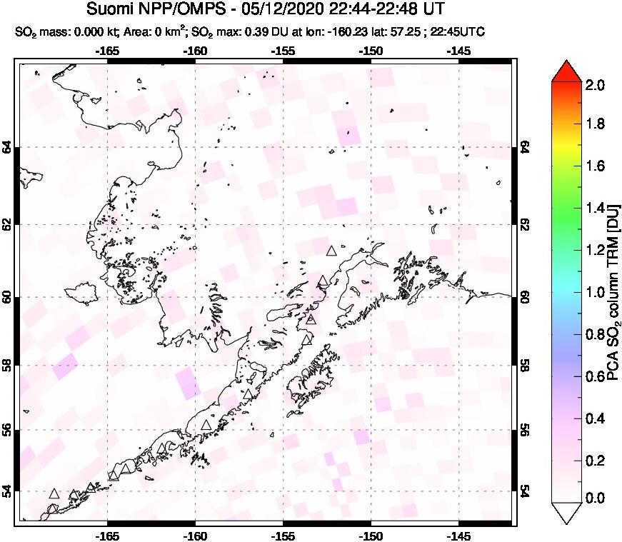 A sulfur dioxide image over Alaska, USA on May 12, 2020.