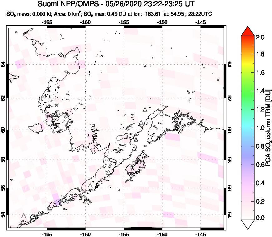 A sulfur dioxide image over Alaska, USA on May 26, 2020.