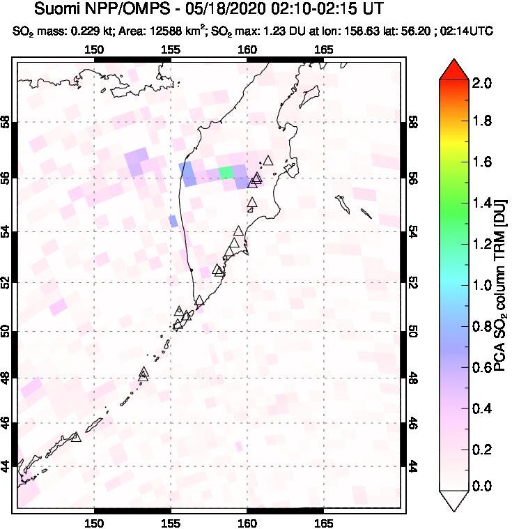 A sulfur dioxide image over Kamchatka, Russian Federation on May 18, 2020.