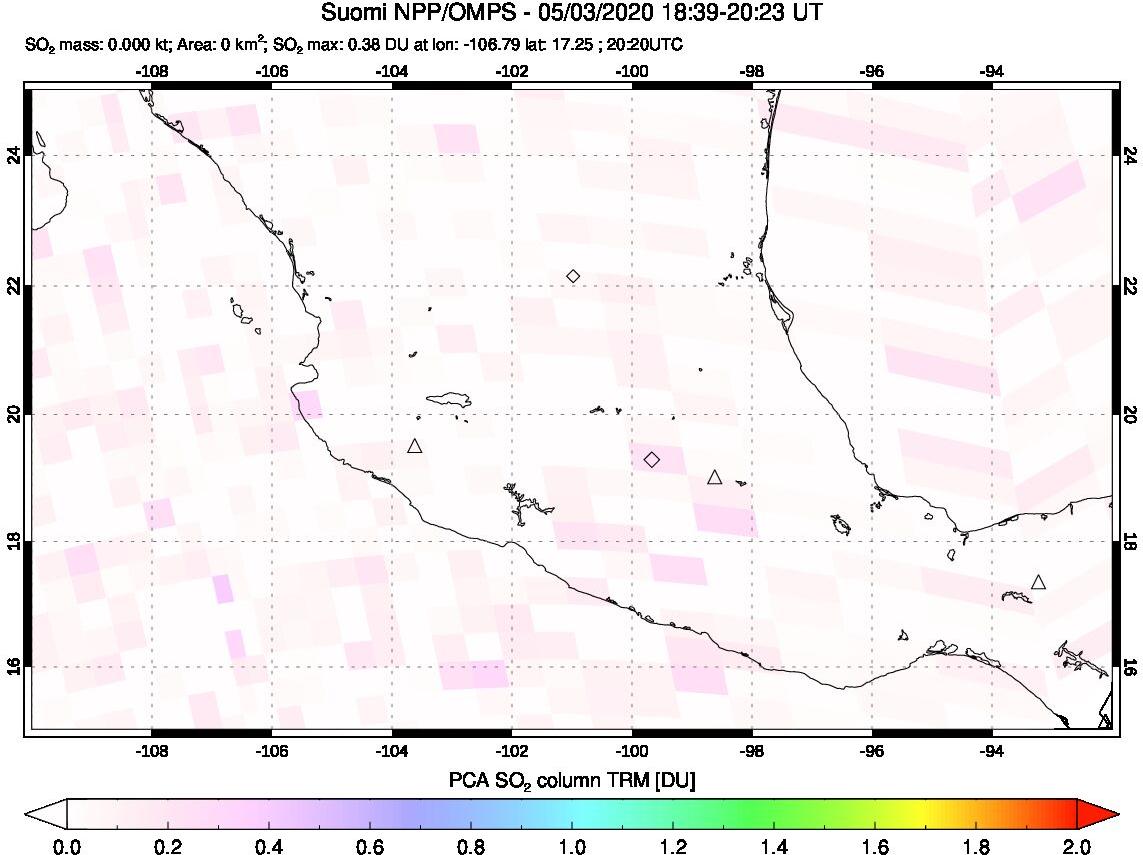 A sulfur dioxide image over Mexico on May 03, 2020.
