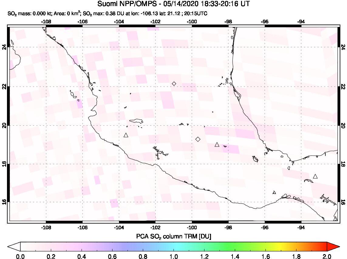 A sulfur dioxide image over Mexico on May 14, 2020.