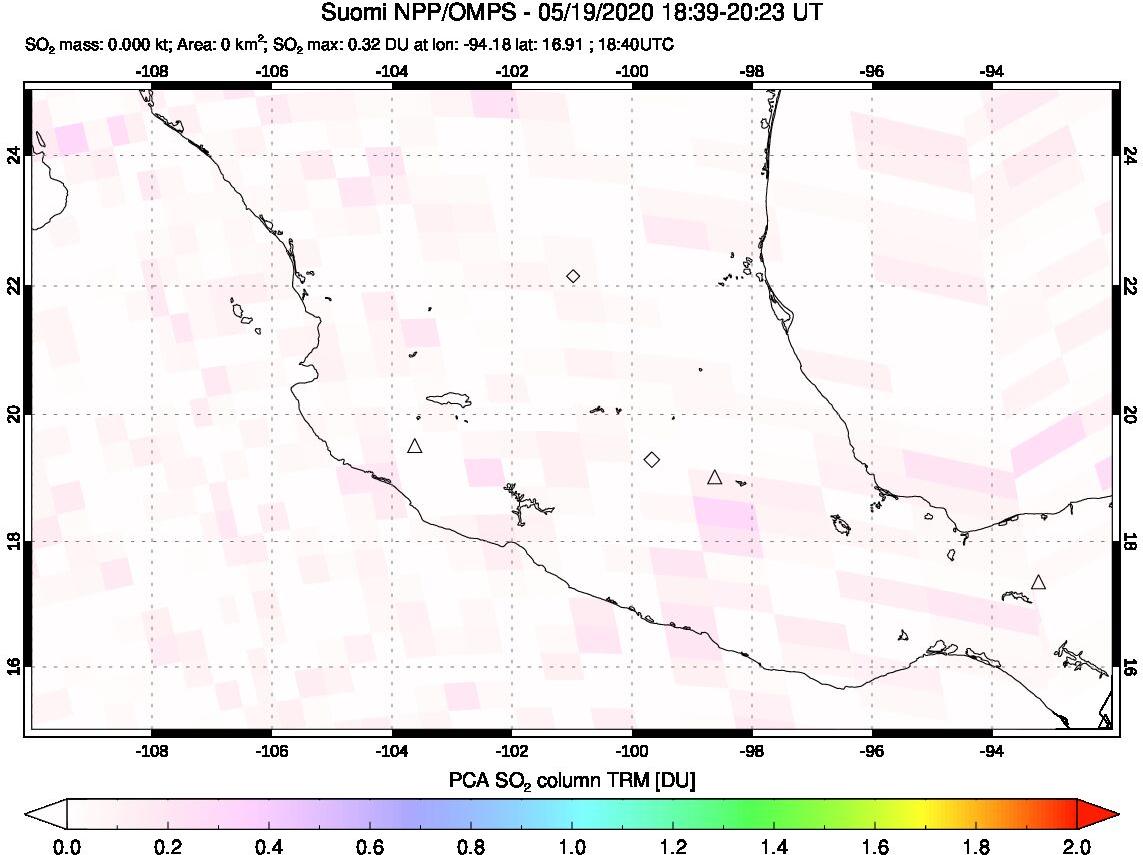 A sulfur dioxide image over Mexico on May 19, 2020.