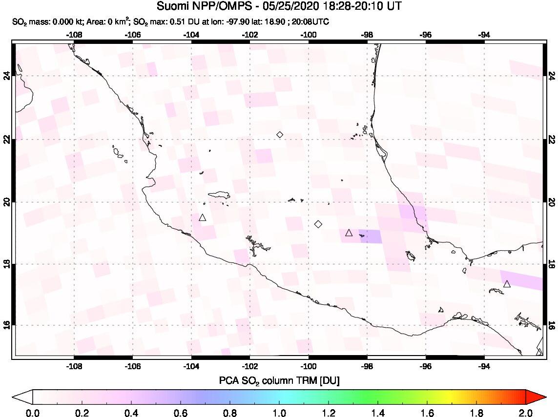 A sulfur dioxide image over Mexico on May 25, 2020.