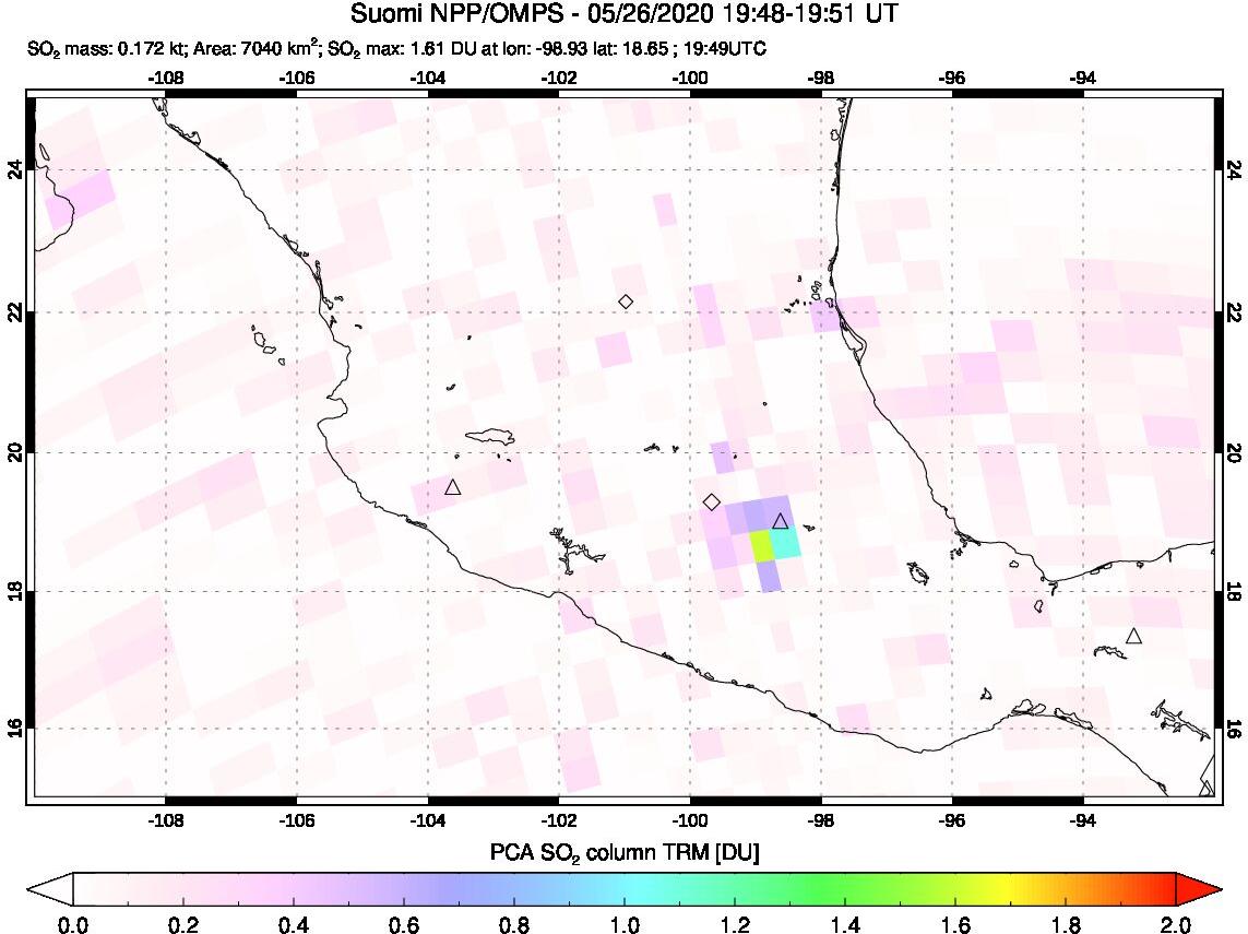 A sulfur dioxide image over Mexico on May 26, 2020.