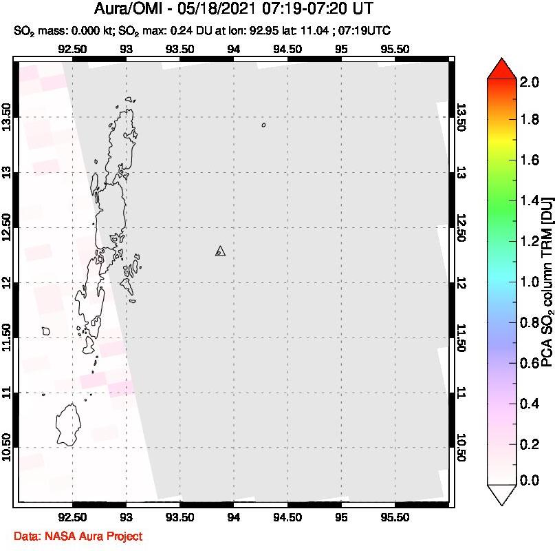 A sulfur dioxide image over Andaman Islands, Indian Ocean on May 18, 2021.