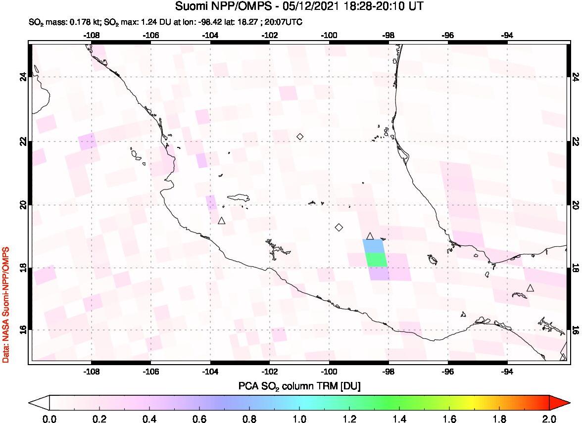 A sulfur dioxide image over Mexico on May 12, 2021.
