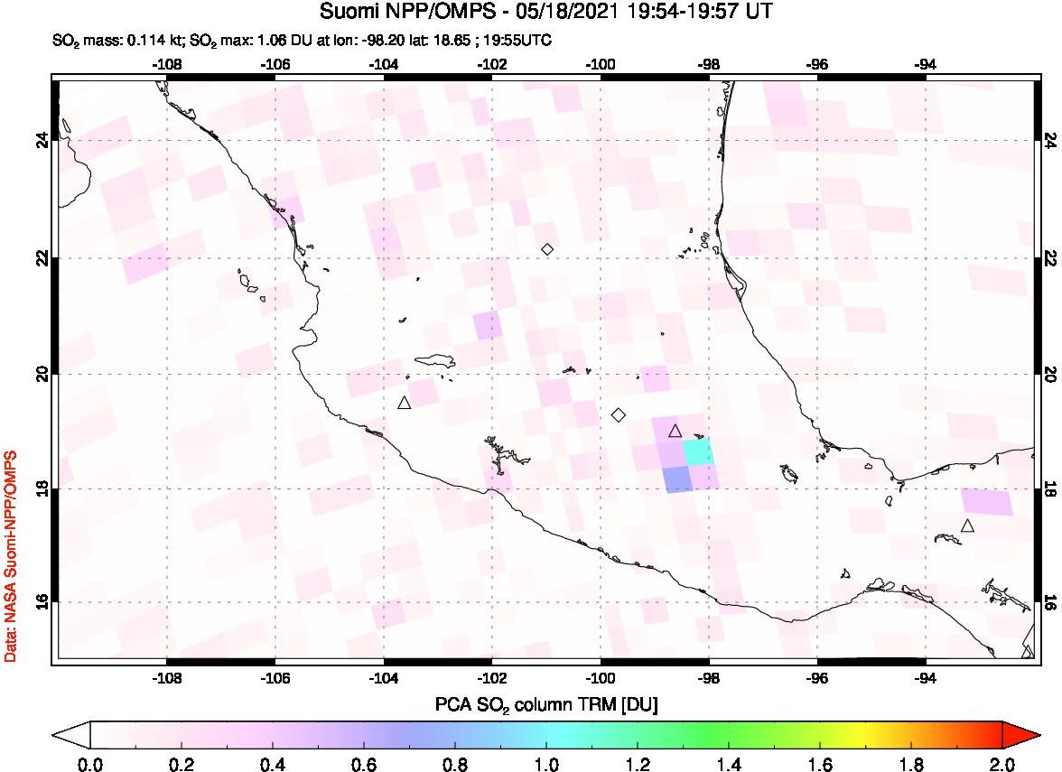 A sulfur dioxide image over Mexico on May 18, 2021.