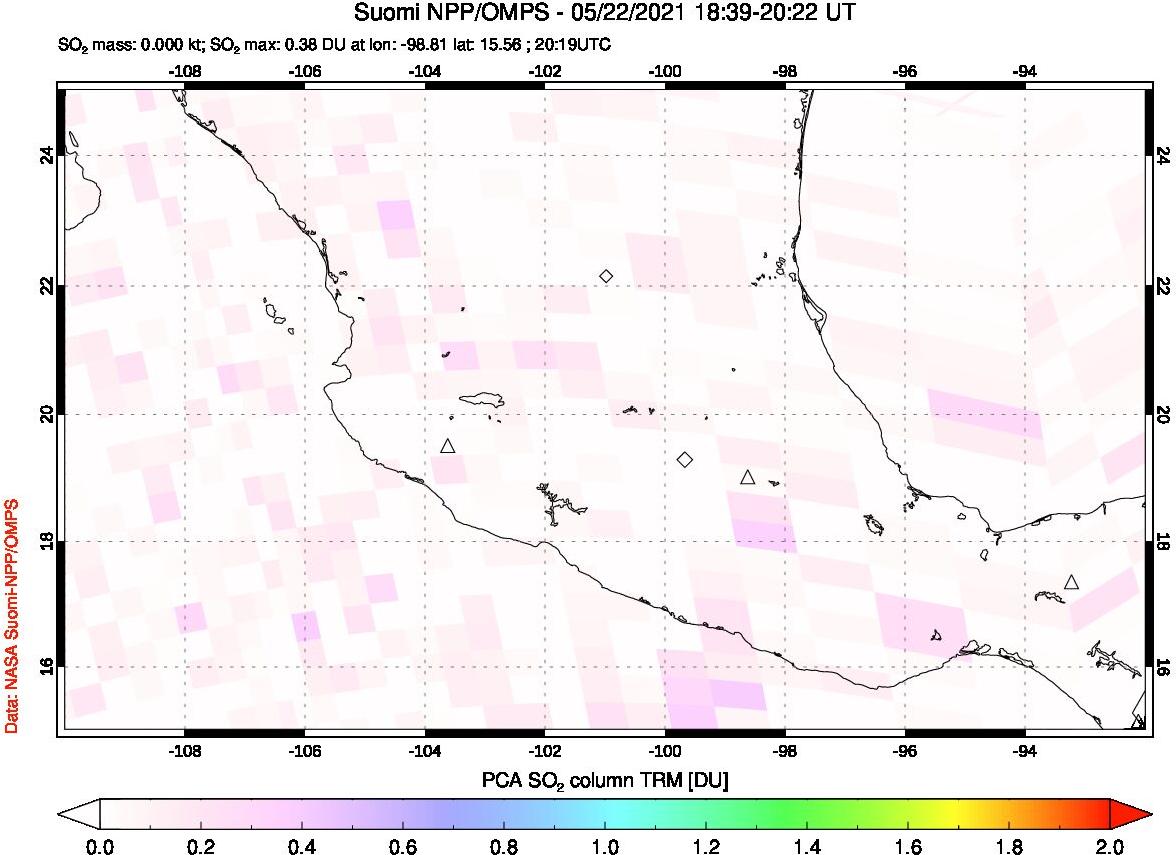 A sulfur dioxide image over Mexico on May 22, 2021.