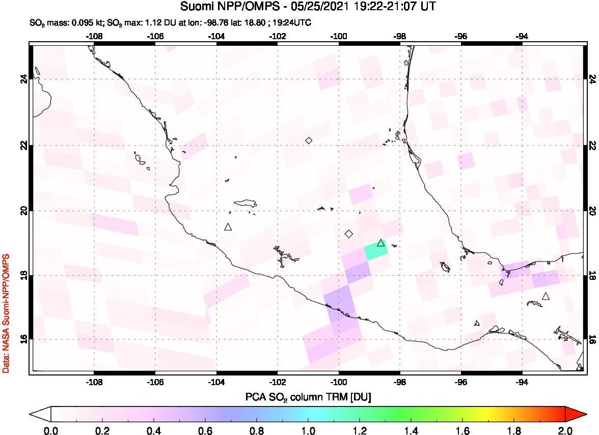 A sulfur dioxide image over Mexico on May 25, 2021.