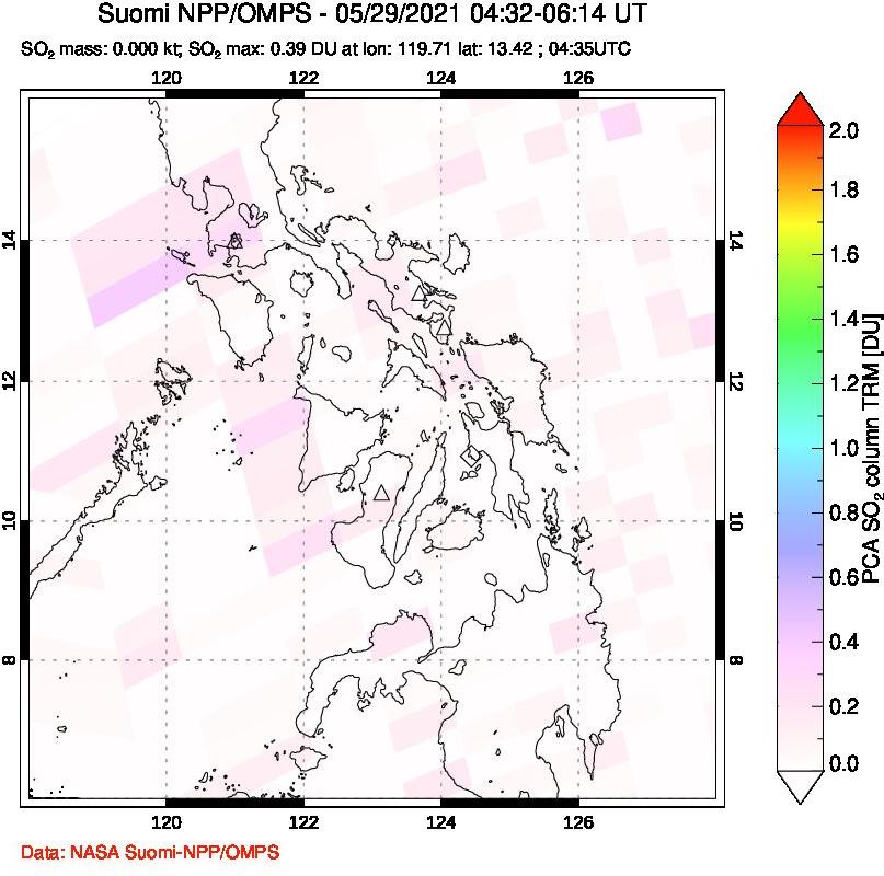 A sulfur dioxide image over Philippines on May 29, 2021.