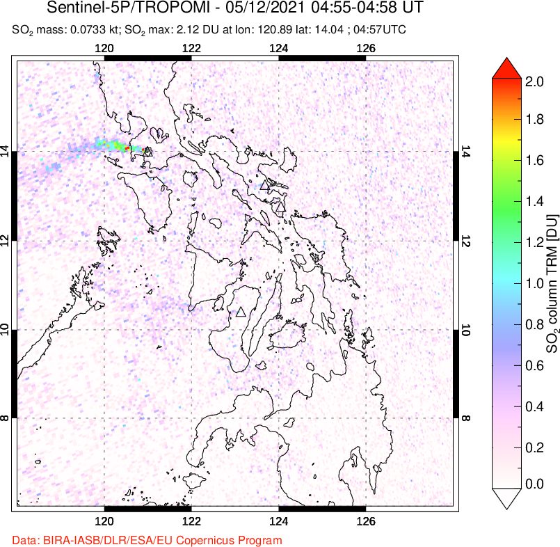 A sulfur dioxide image over Philippines on May 12, 2021.