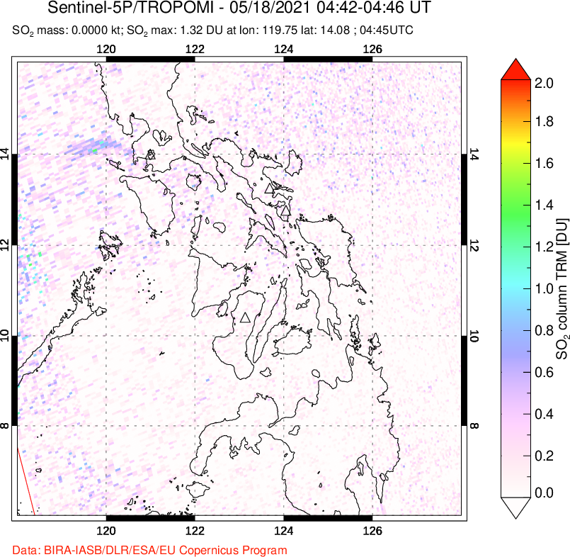 A sulfur dioxide image over Philippines on May 18, 2021.