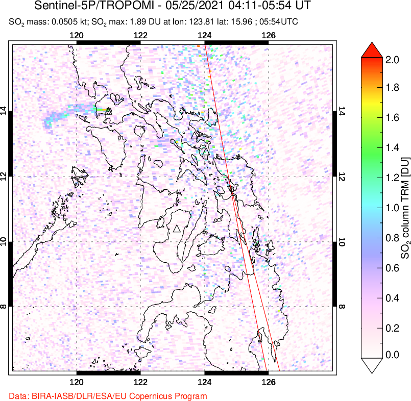 A sulfur dioxide image over Philippines on May 25, 2021.