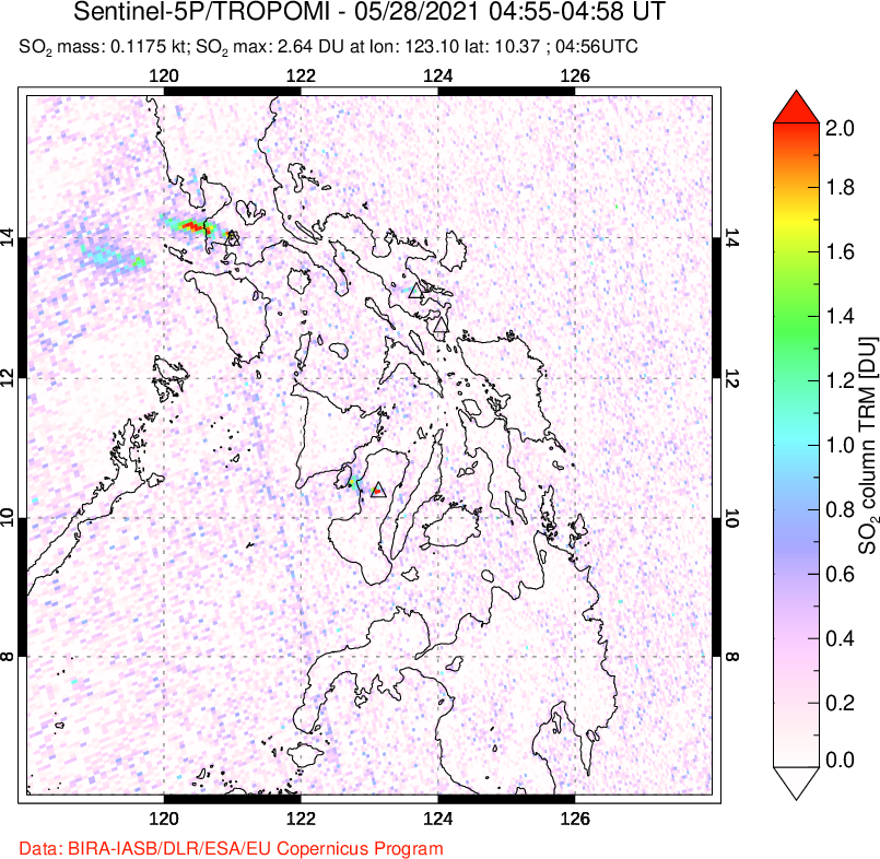 A sulfur dioxide image over Philippines on May 28, 2021.