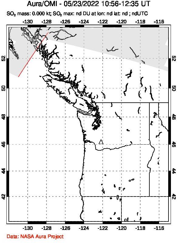 A sulfur dioxide image over Cascade Range, USA on May 23, 2022.