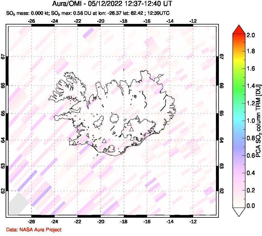 A sulfur dioxide image over Iceland on May 12, 2022.