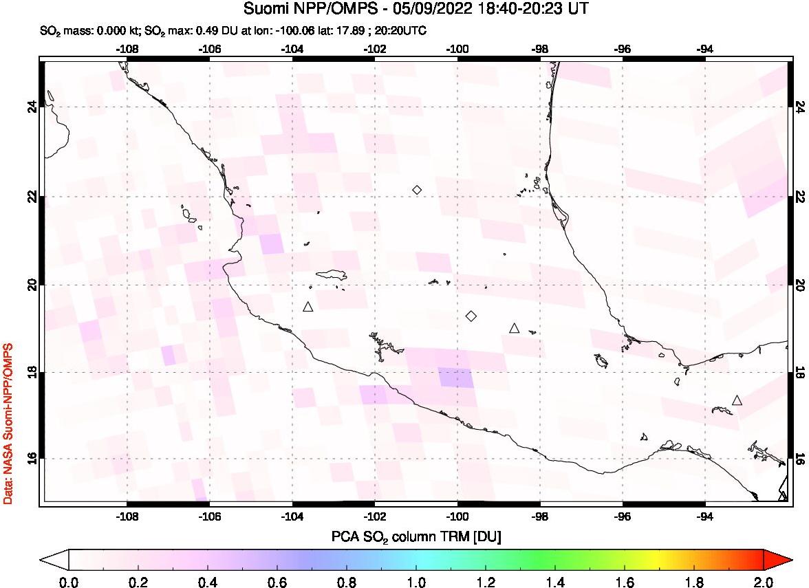 A sulfur dioxide image over Mexico on May 09, 2022.