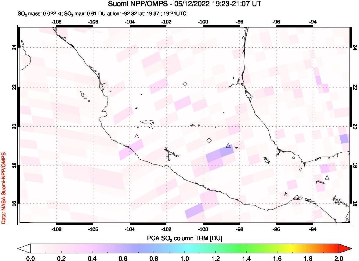 A sulfur dioxide image over Mexico on May 12, 2022.