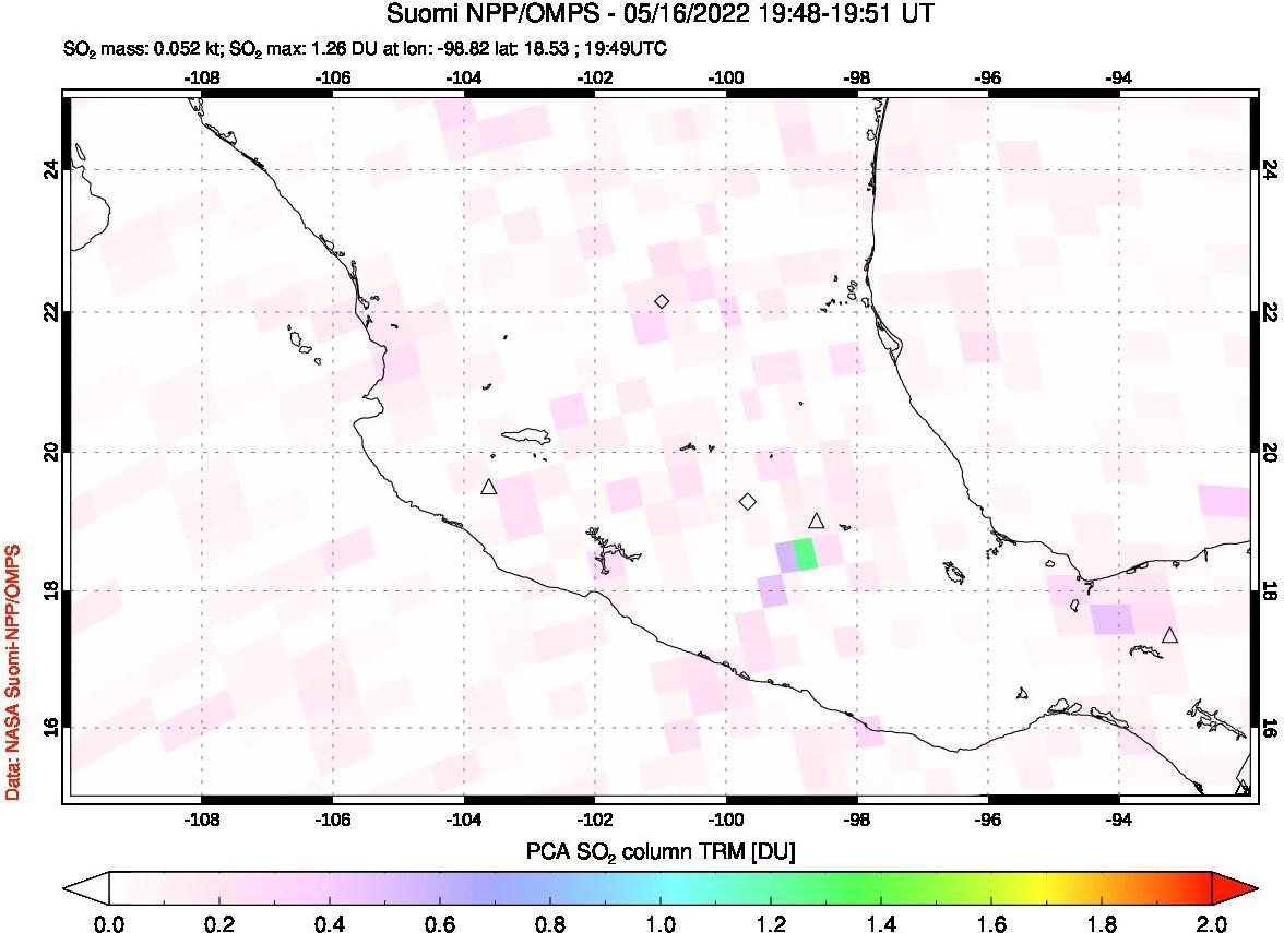 A sulfur dioxide image over Mexico on May 16, 2022.