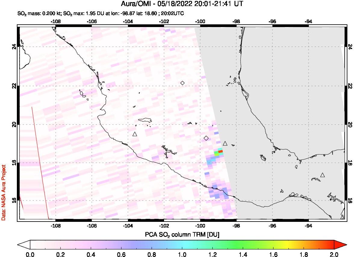 A sulfur dioxide image over Mexico on May 18, 2022.