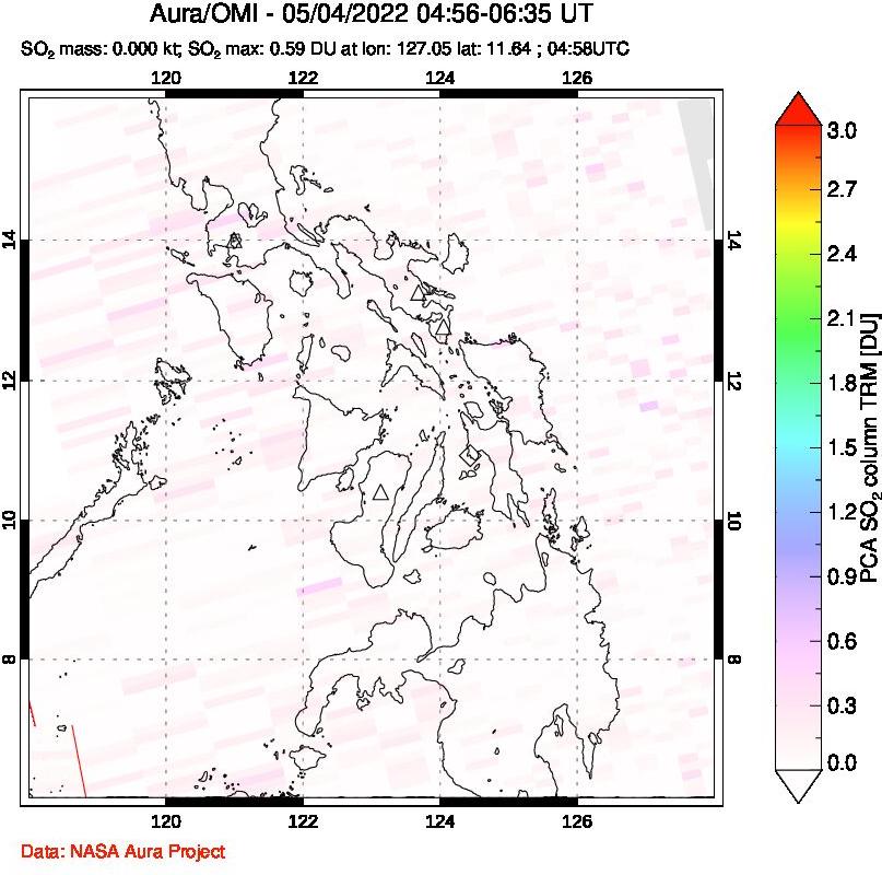 A sulfur dioxide image over Philippines on May 04, 2022.
