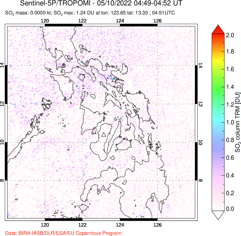 A sulfur dioxide image over Philippines on May 10, 2022.