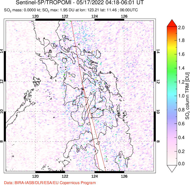 A sulfur dioxide image over Philippines on May 17, 2022.