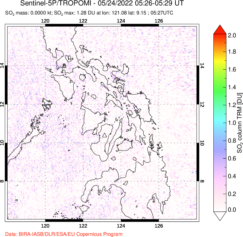 A sulfur dioxide image over Philippines on May 24, 2022.