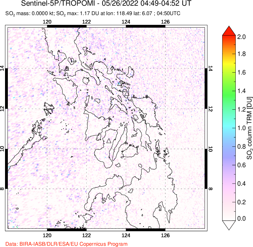 A sulfur dioxide image over Philippines on May 26, 2022.