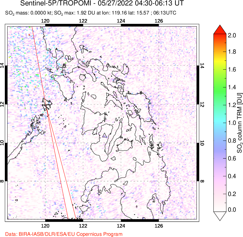A sulfur dioxide image over Philippines on May 27, 2022.